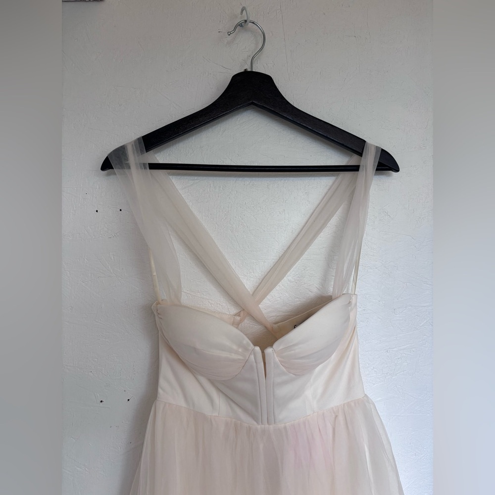 NWT Hello Molly Tulle Skirt Cream Midi Corset Bodice Tie Back Bridal Midi Dress - Picture 6 of 17